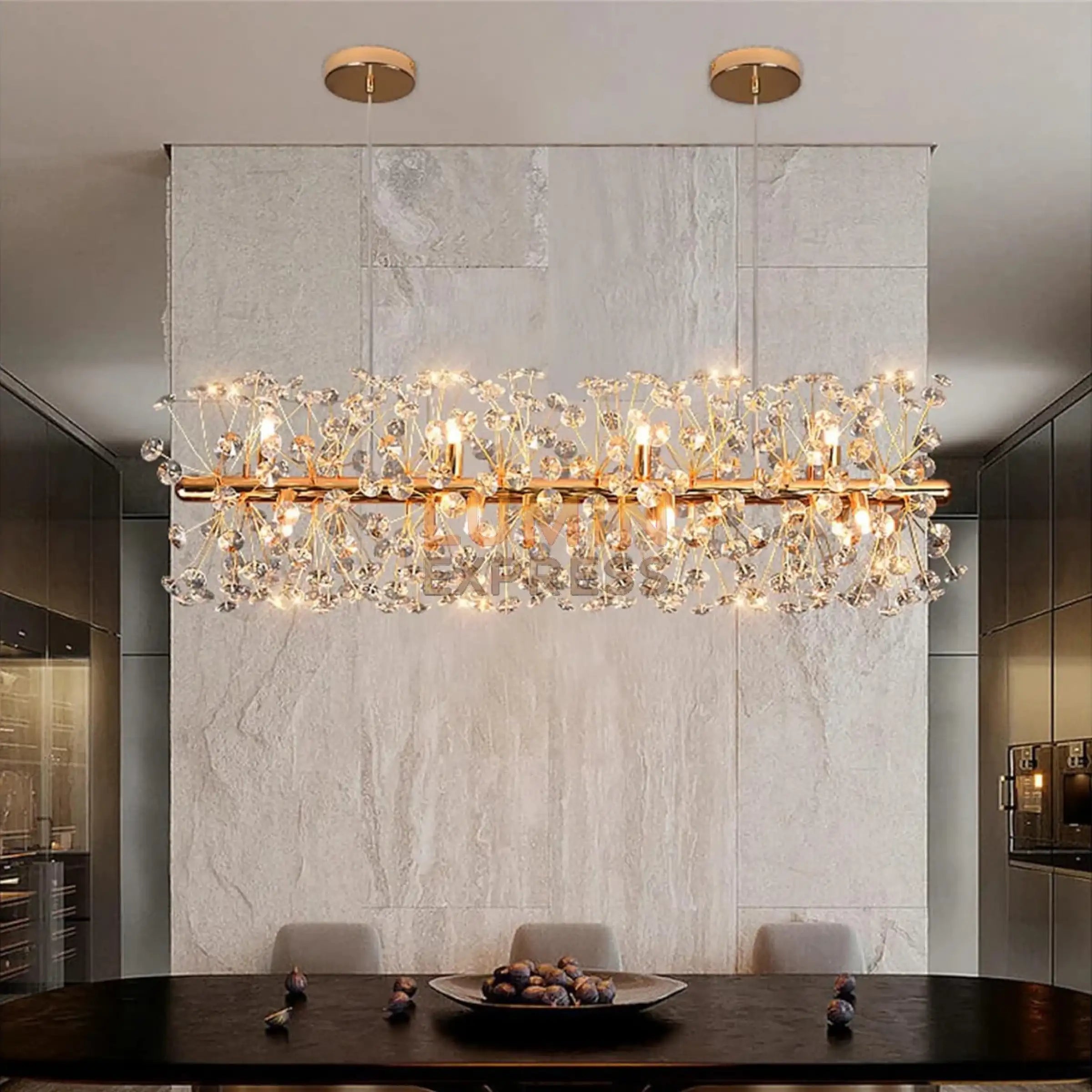 Lustre haut de gamme CLASSICO ovale doré cristal salle à manger – livraison Maroc