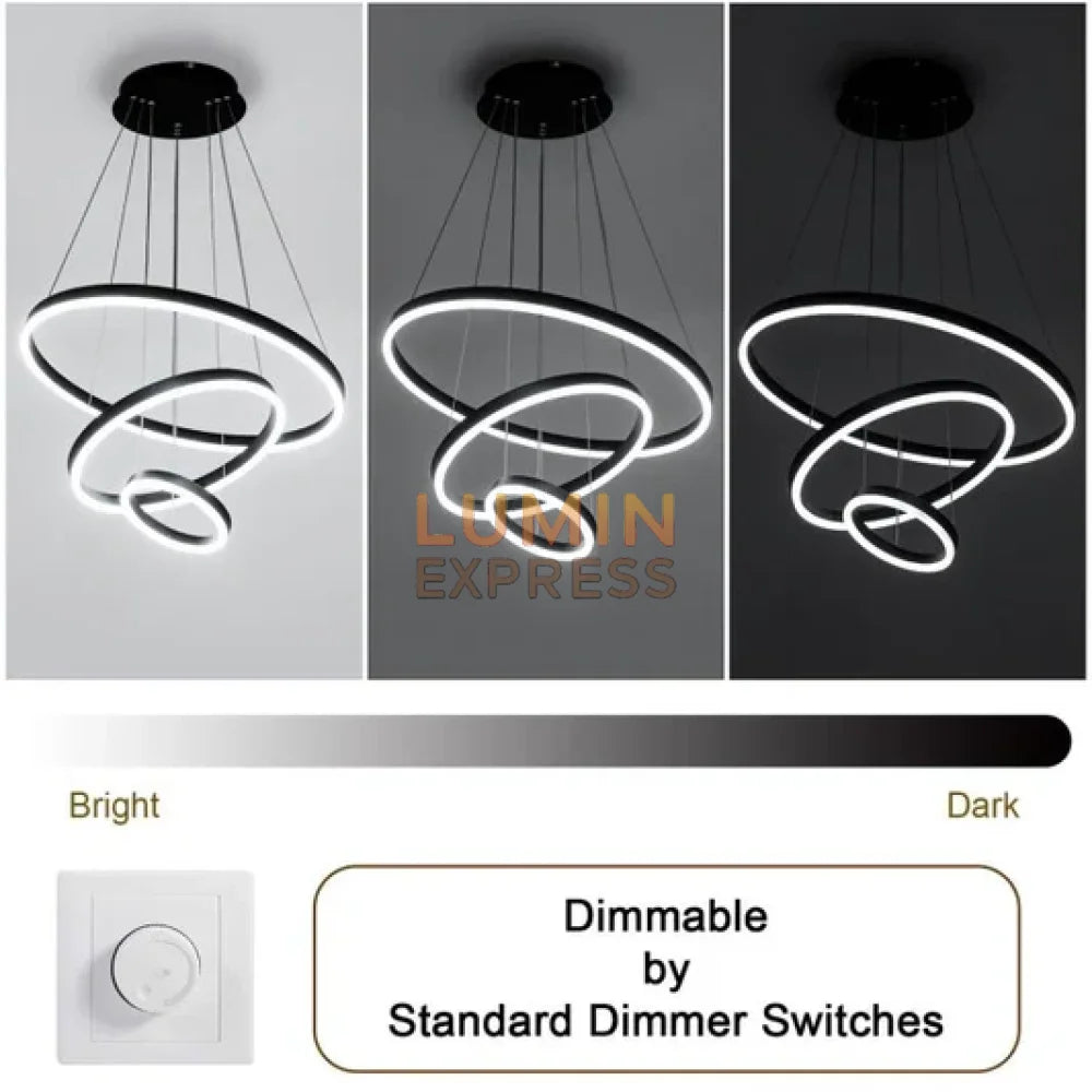 Lustre design noir mat ELITE avec télécommande – éclairage LED ajustable pour salon moderne au Maroc