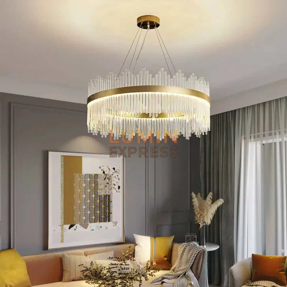 Lustre cristal doré pour salon Luminexpress Casablanca