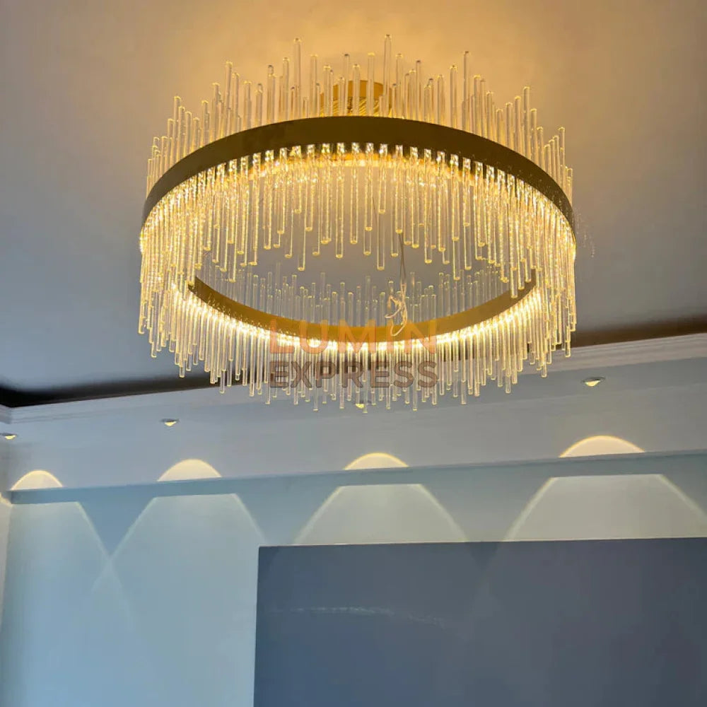 Lustre doré haut standing pour villa et appartement au Maroc