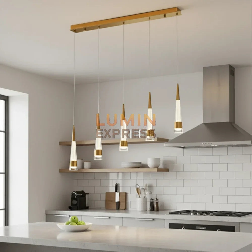 Luminaire linéaire doré moderne pour cuisine ou îlot – Luminexpress Maroc