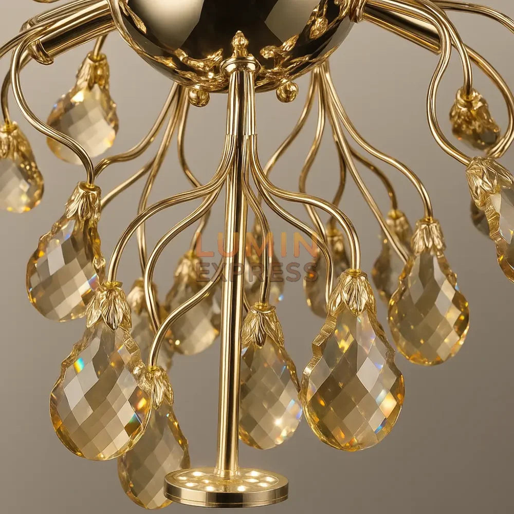 Lustre moderne doré en cristal K9 pour décoration intérieure raffinée