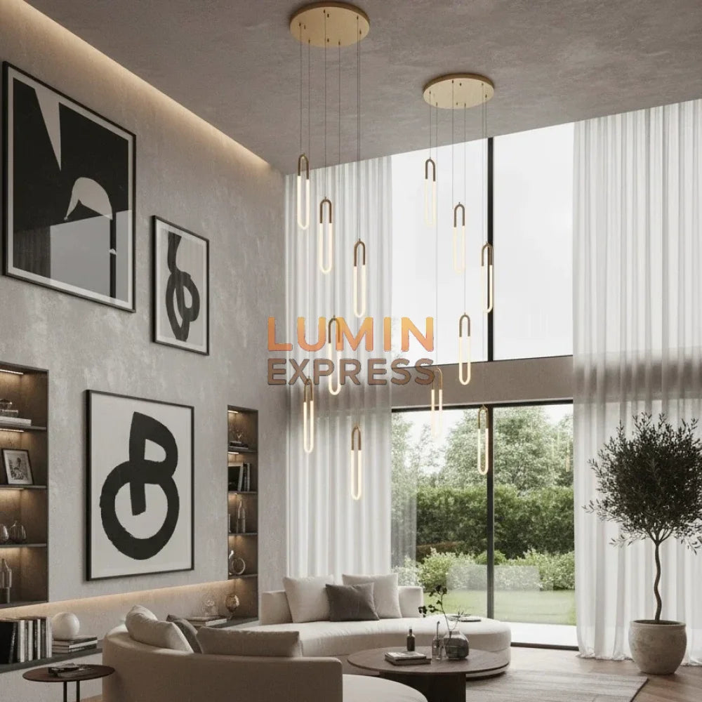 Lustre LED doré 6 lampes pour salon moderne – Luminexpress Maroc