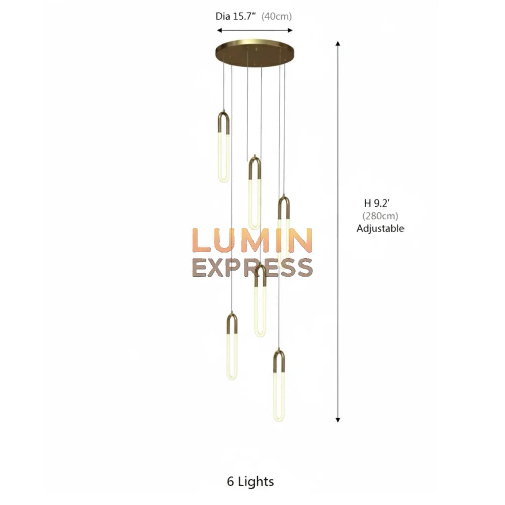 Lustre en laiton doré cascade – luminaire suspendu élégant Luminexpress