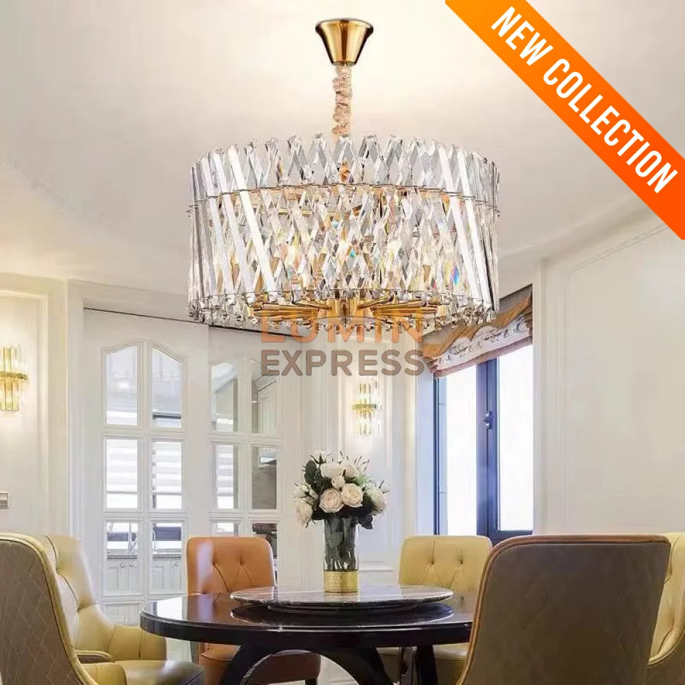 Lustre WINDSOR doré 50 cm – luminaire plafond moderne avec ampoules LED