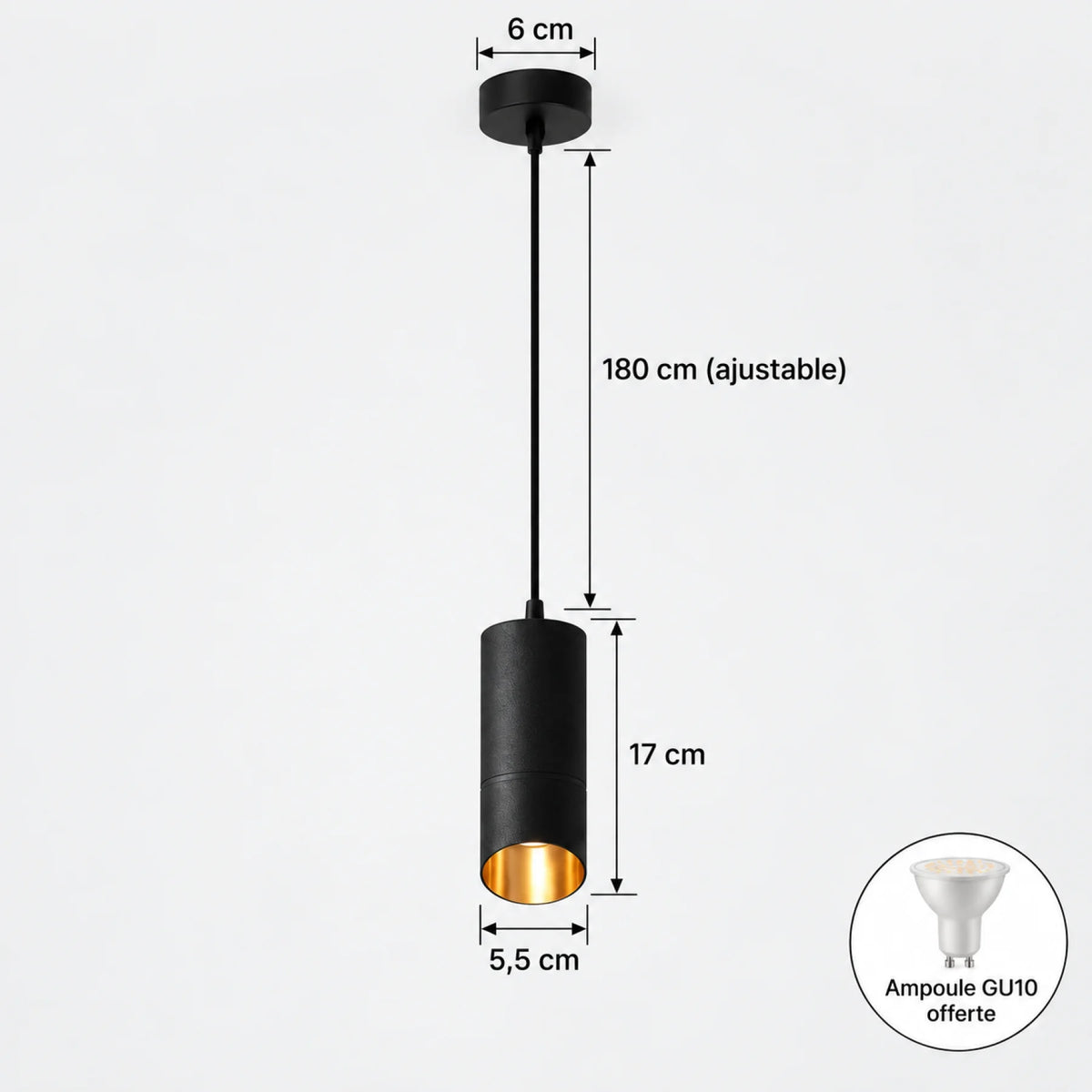 Suspension LOTUS Black 17 cm