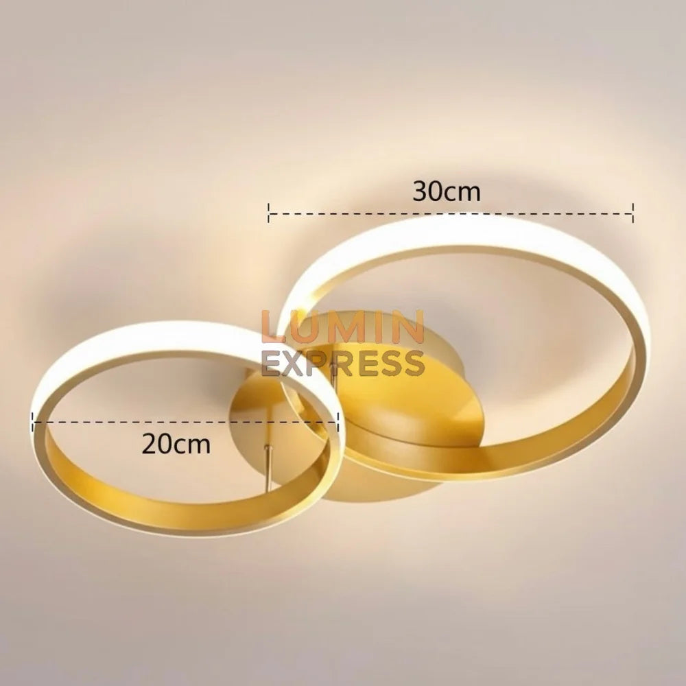 Plafonnier design circulaire or FLOA Duo Gold 30cm + 20cm, Luminexpress – luminaire Maroc haut de gamme