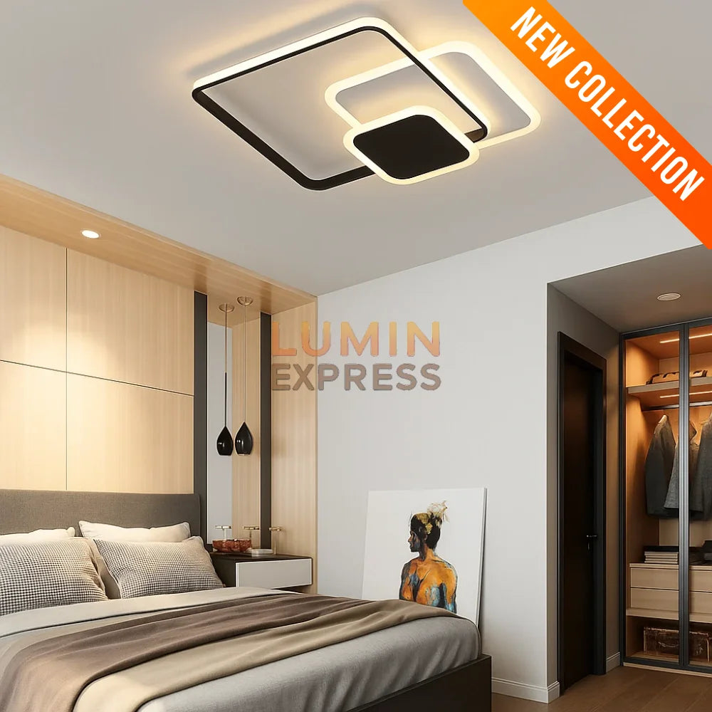 Luminaire plafond carré Mandala – design contemporain, livraison au Maroc