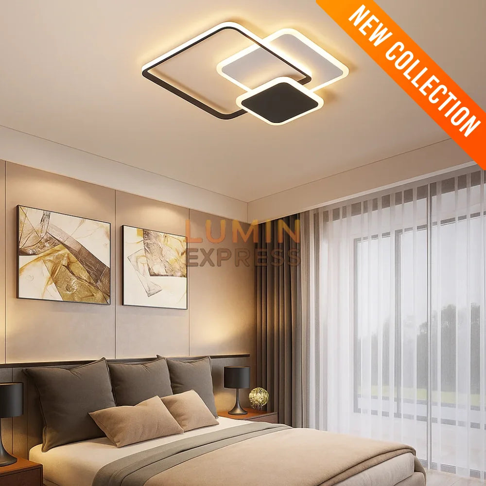 Luminaire plafond design Mandala Carré – plafonnier moderne 53W LED
