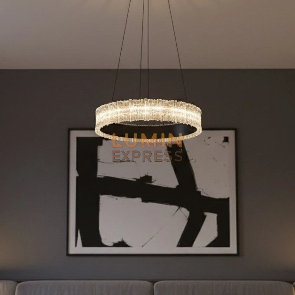 Suspension plafond noire avec cristal – style chic et raffiné