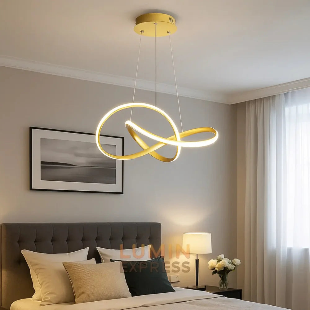 Luminaire suspendu LED CIGALO diamètre 50 cm finition dorée