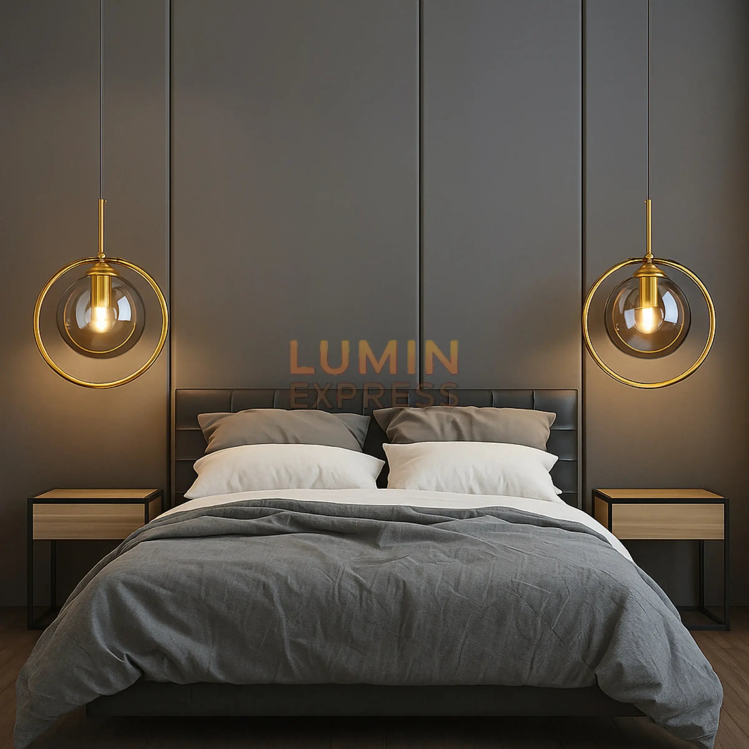 Suspension CLARO laiton doré élégante pour chambre Maroc
