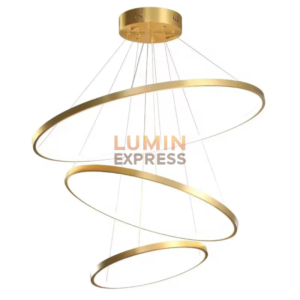 Suspension cuivre LISBON triple anneaux – Éclairage luxueux au Maroc