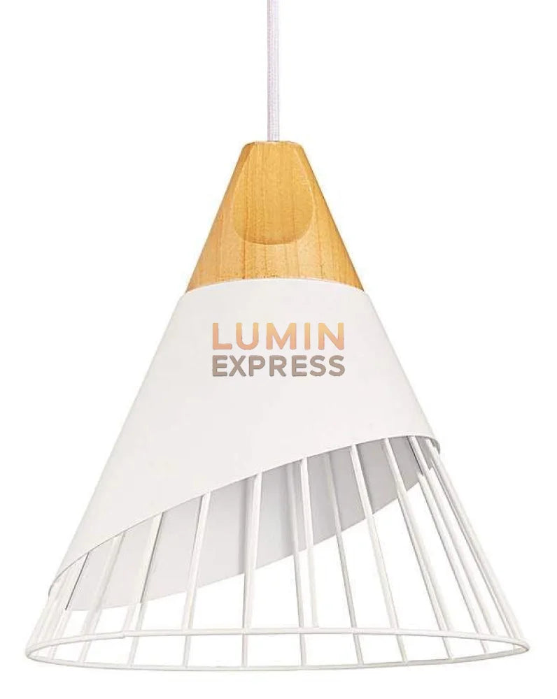 Suspension design moderne MORELIA en métal blanc et bois clair – Luminaire Maroc