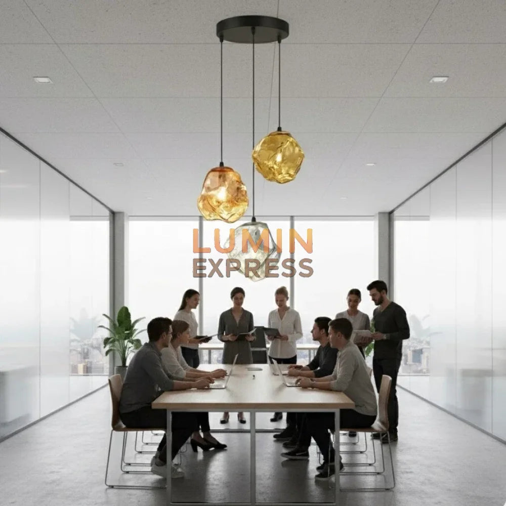 Suspension design en verre – luminaire moderne – LUMINEXPRESS Maroc.