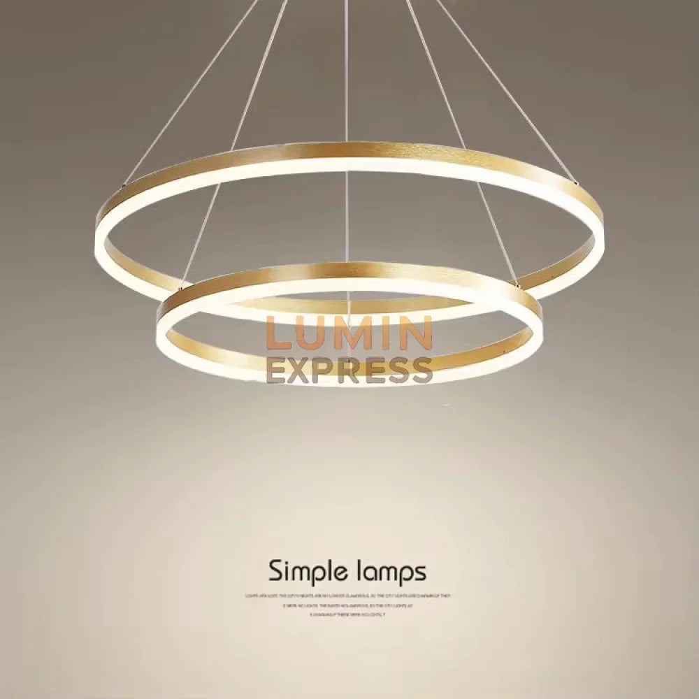 Luminaire suspension ELITE DUO Gold doré brossé pour salon moderne – Luminexpress