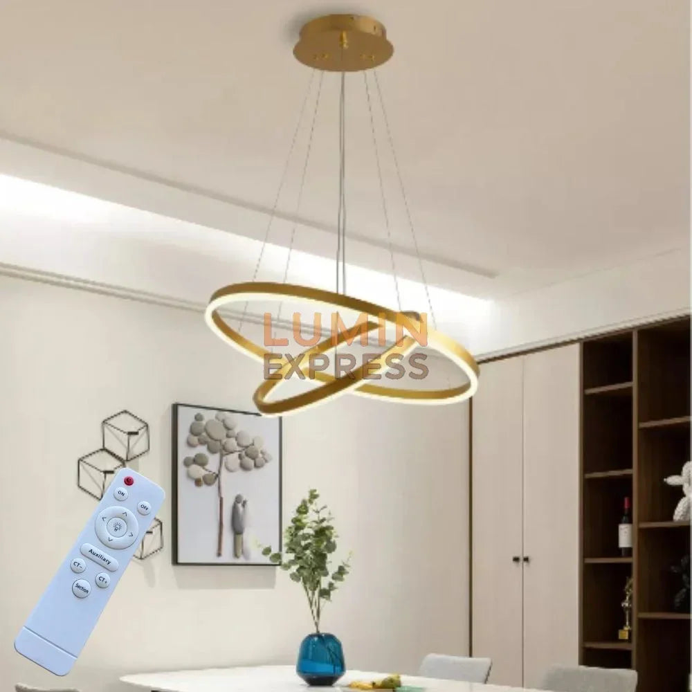 Suspension LED ELITE DUO Gold dorée brossée avec télécommande – Luminexpress Maroc