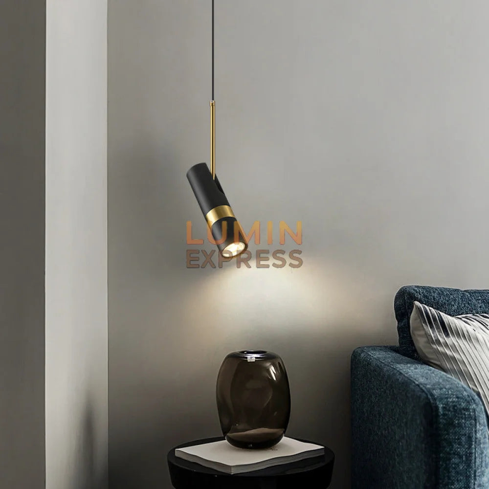 Suspension ELVOR Black — tube orientable, spot directionnel design Maroc.