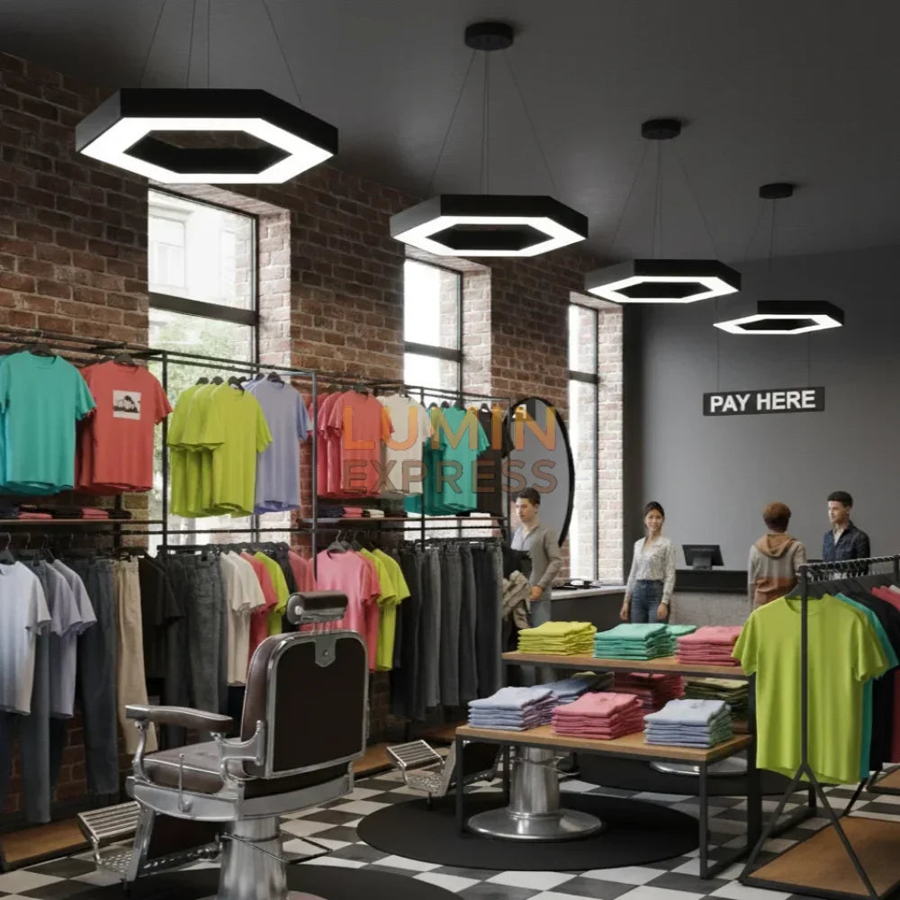 Suspension hexagonale LED noire pour dressing – Luminexpress Maroc