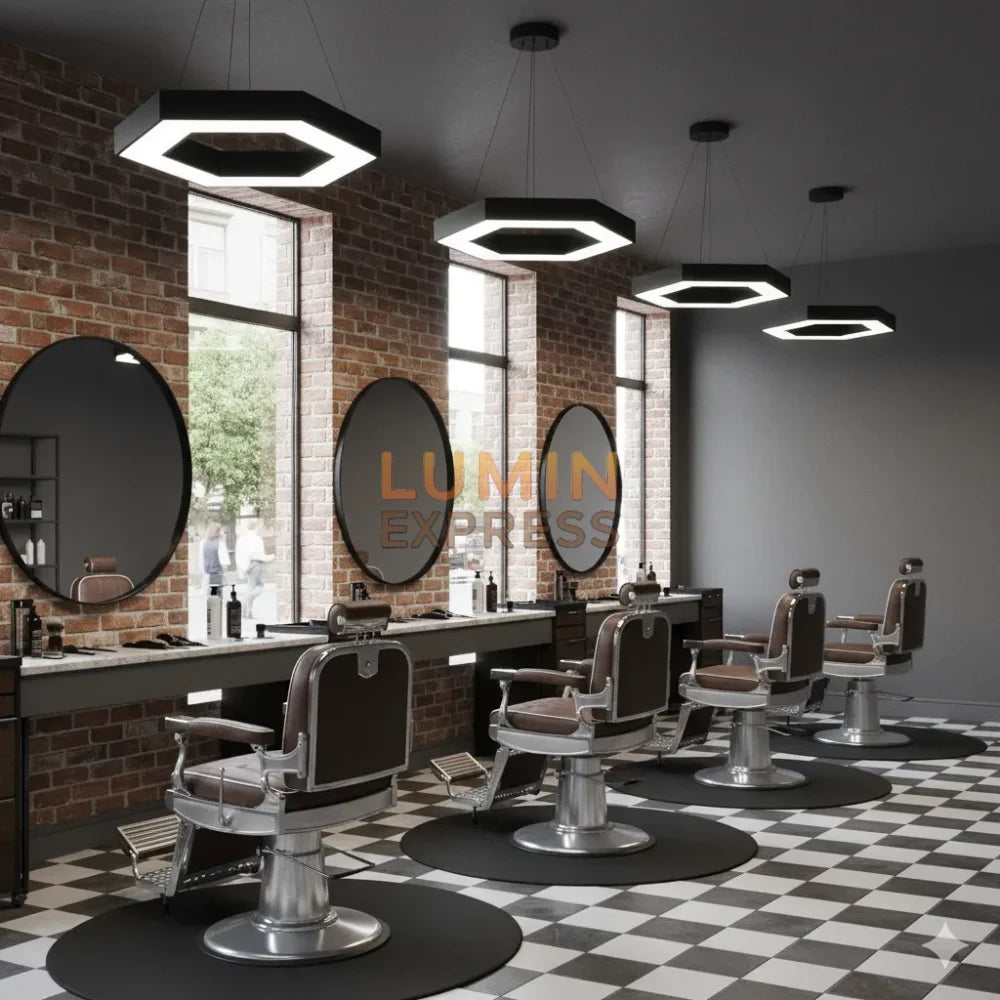 Suspension LED hexagonale 48W pour salon de coiffure – Luminexpress Maroc