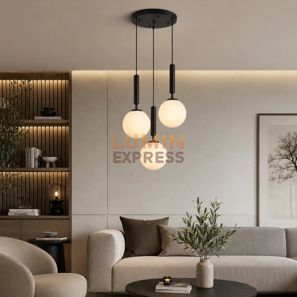 Suspension ISADORA Triple Black – luminaire Maroc moderne par Luminexpress