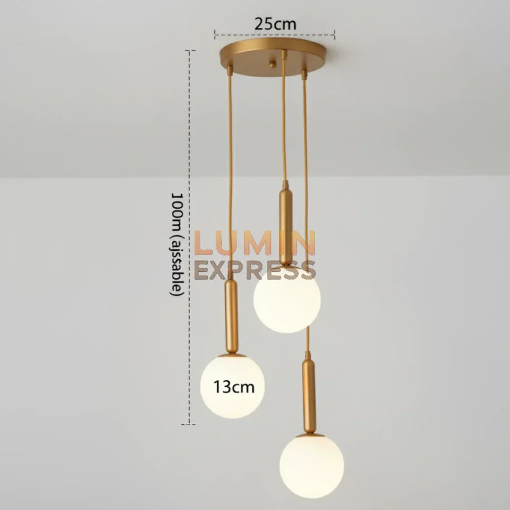 Suspension ISADORA Triple Gold — Luminexpress • Luminaire Maroc