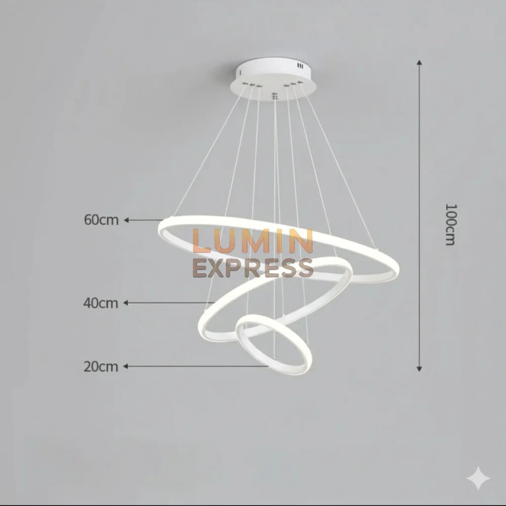 Luminaire blanc moderne avec 3 anneaux LED réglables