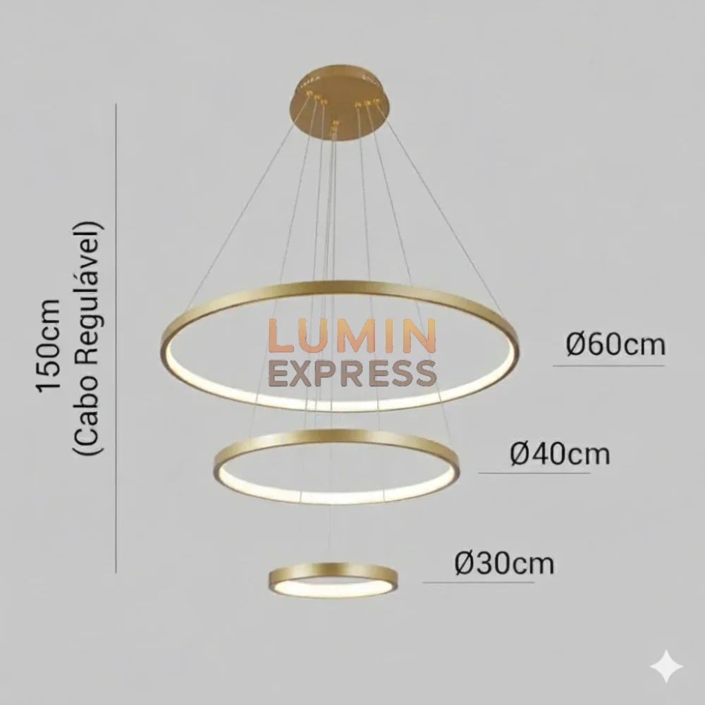 Suspension LED cuivre trois anneaux design moderne – Luminexpress Casablanca
