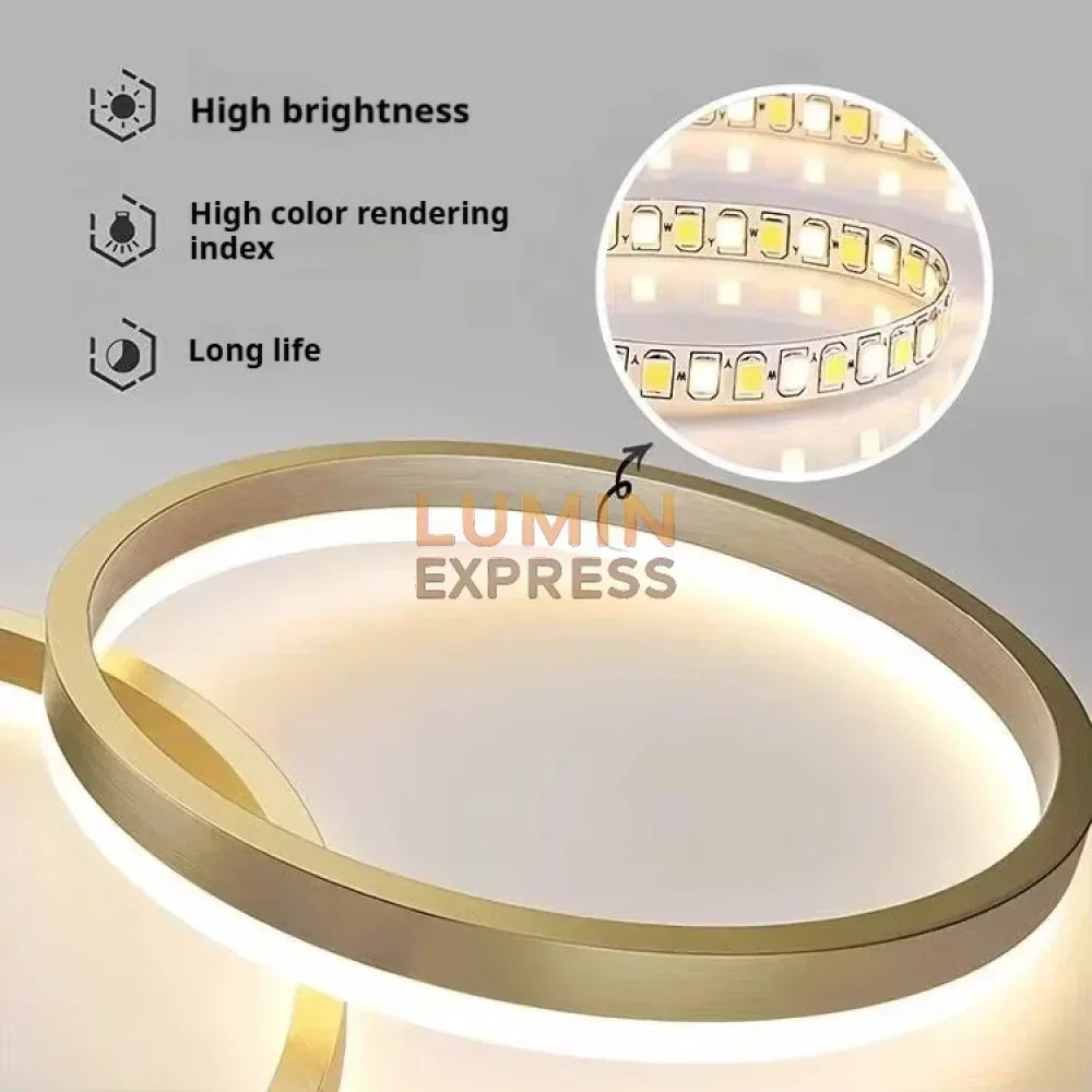 Suspension LED dorée brossée à hauteur réglable – Modèle ELITE DUO Gold