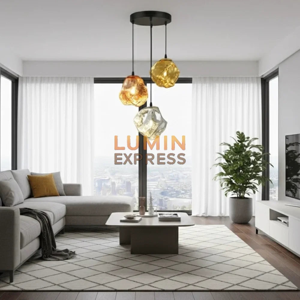 Suspension design en verre – luminaire moderne – LUMINEXPRESS Maroc.