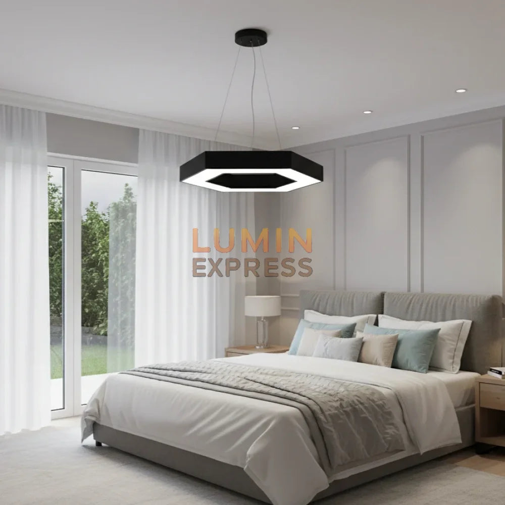 Suspension design géométrique en noir – Lumi HEXAGONE Luminexpress