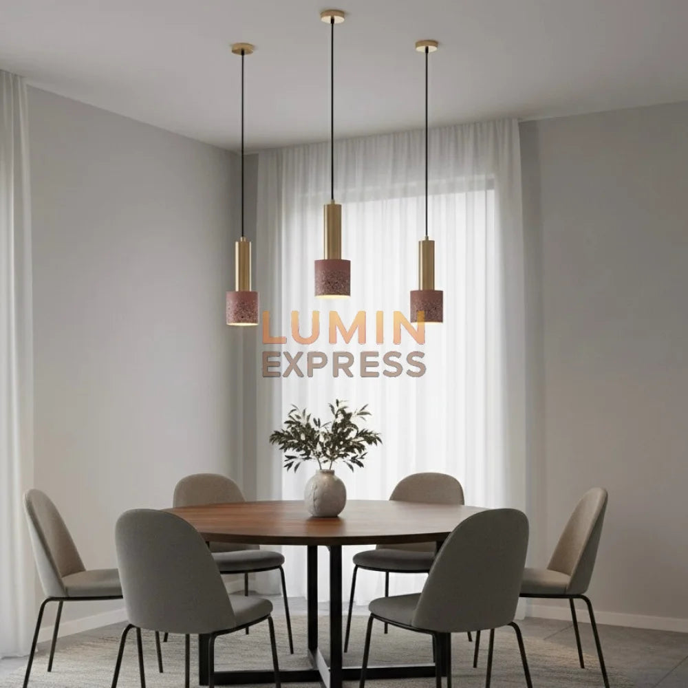 Suspension terrazzo rose pour îlot cuisine – Luminaire Maroc