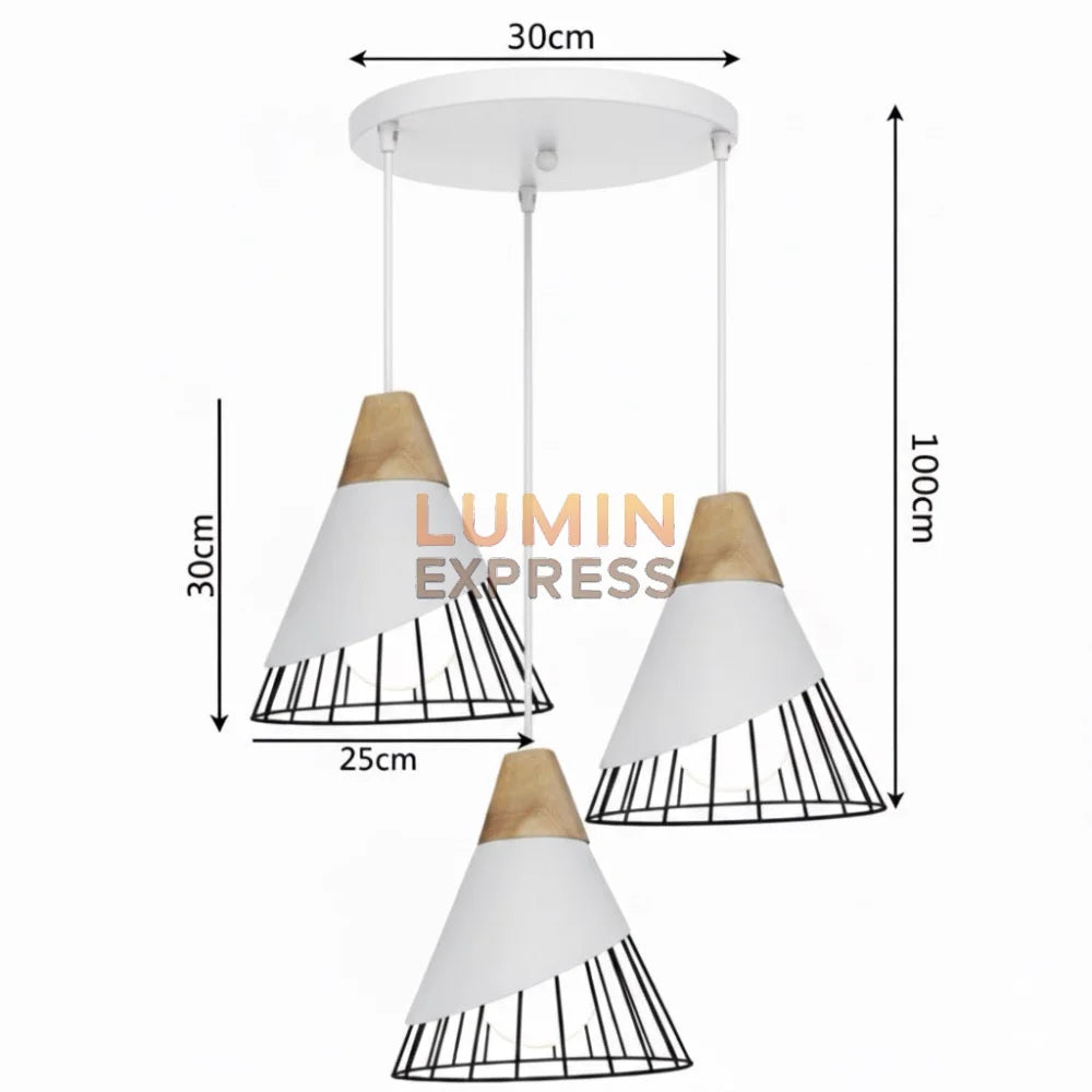 → alt: Suspension triple blanche en bois naturel pour salle a manger ou cuisine moderne – Luminexpress