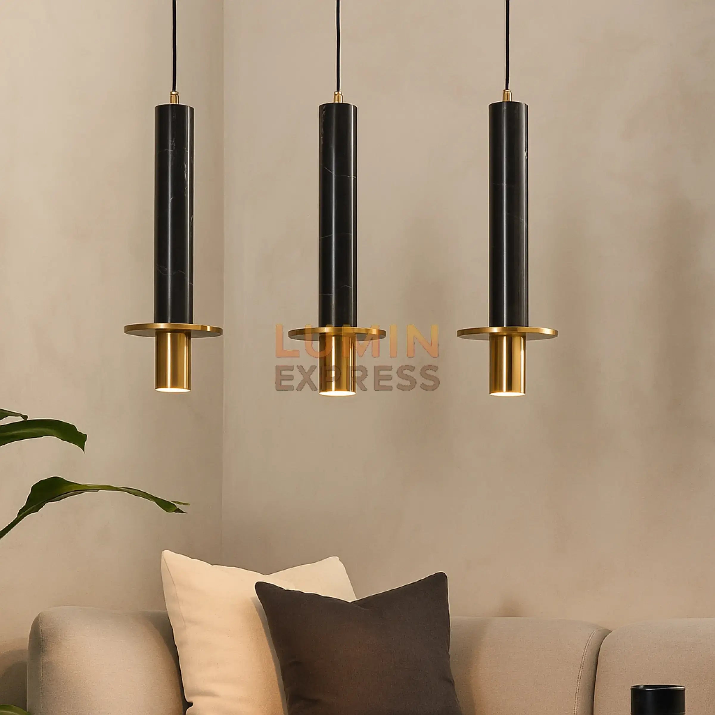 Suspension NERO lustre contemporain en marbre noir – Idéal pour salon