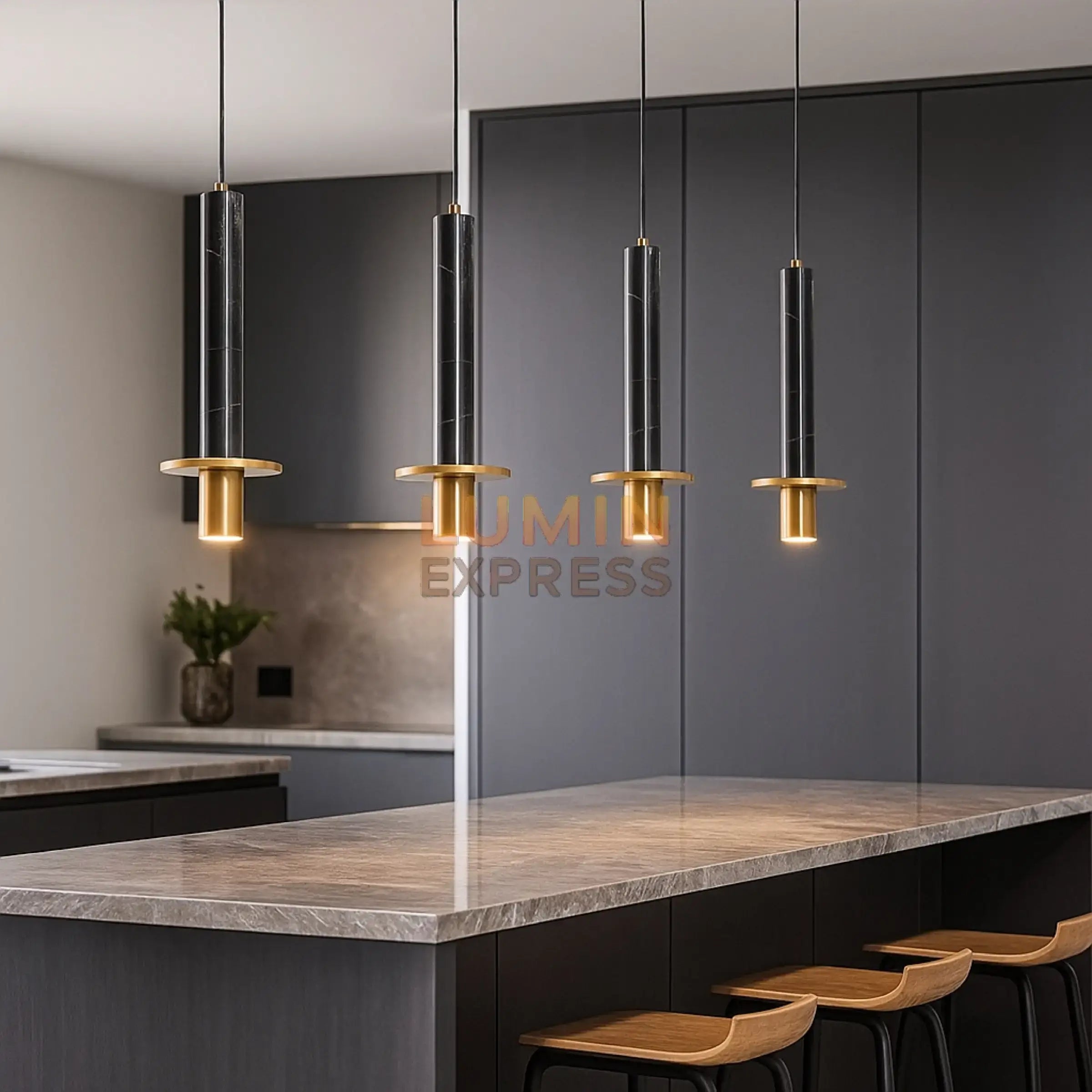 Suspension NERO lustre contemporain en marbre noir – Idéal pour salle a manger