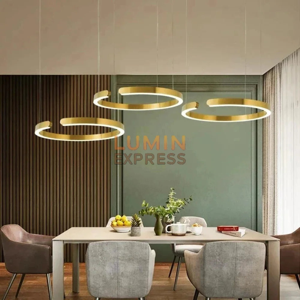 Suspension LED dorée haut de gamme RENGO Gold – Luminaire Maroc chez Luminexpress