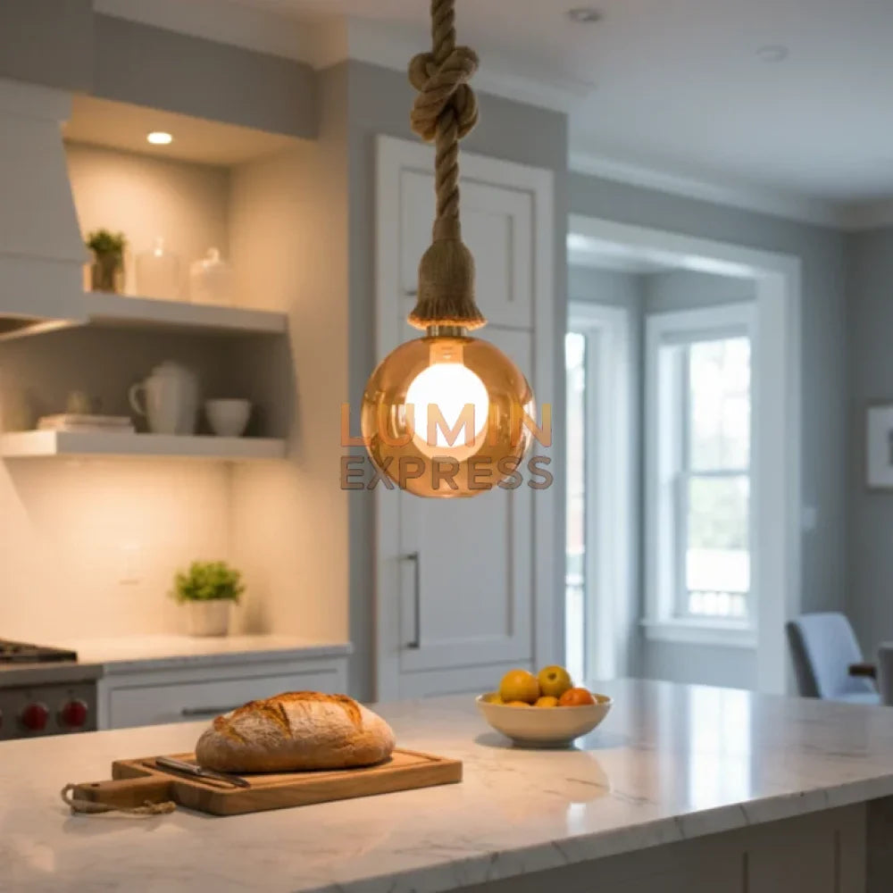 Luminaire design RÉTRO G125 ambré avec corde torsadée – Luminexpress Maroc