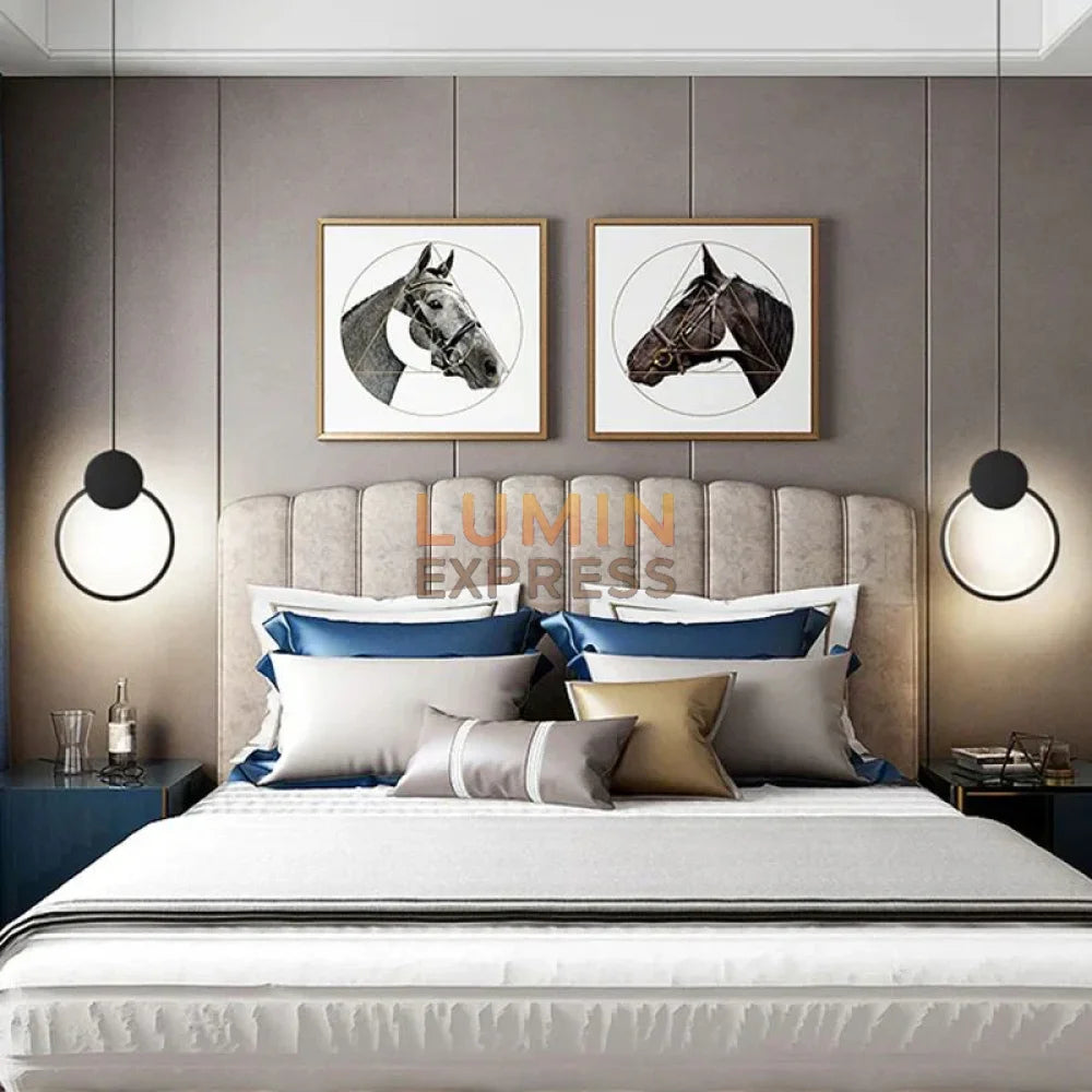 Suspension SLIM Cercle noire design architectural pour intérieur marocain