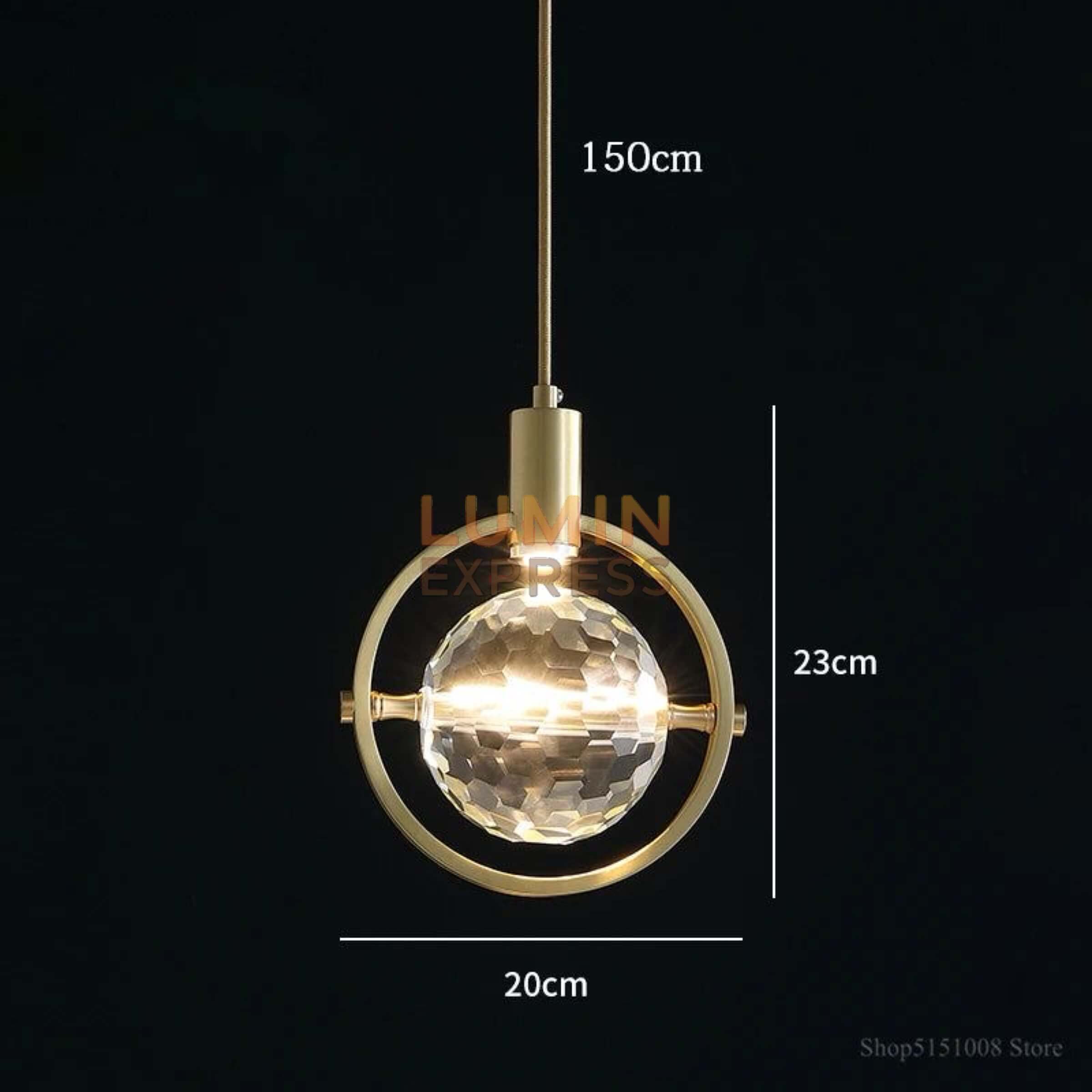 Suspension Solvena en cristal K9 et laiton doré – lustre LED moderne pour salon au Maroc