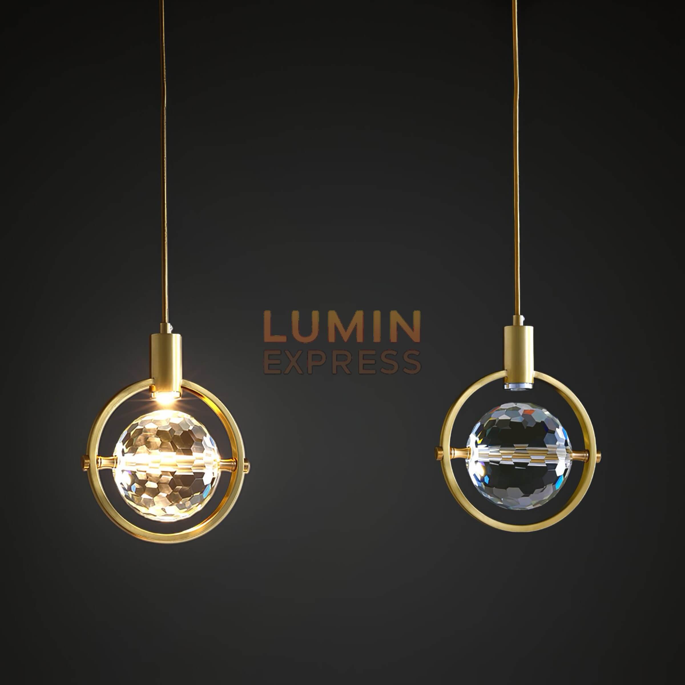 Suspension LED Solvena – luminaire élégant en cristal K9 et laiton doré pour salle à manger