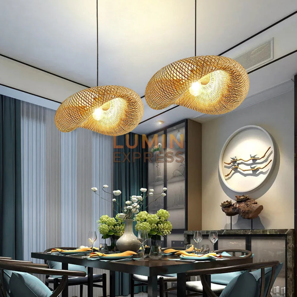 Suspension en bambou naturel pour salle à manger moderne — Luminexpress Maroc