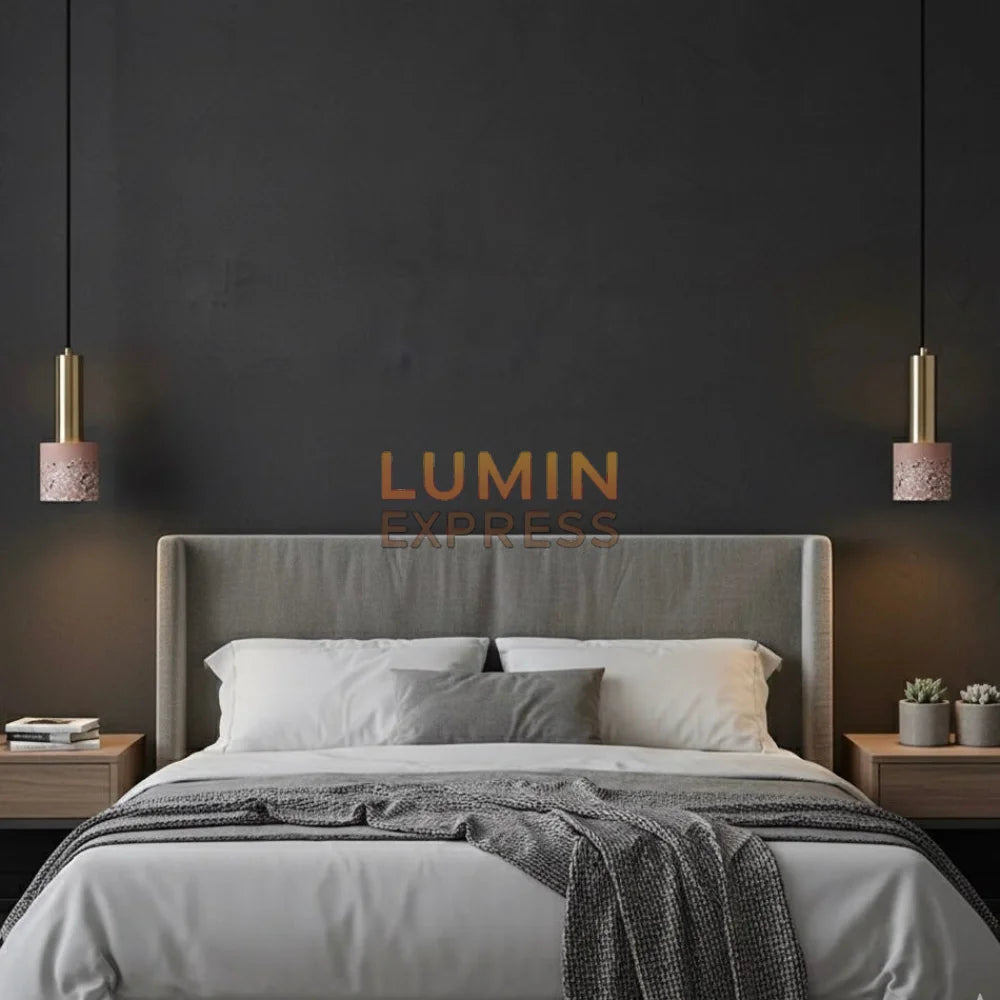 Lampe suspendue terrazzo rose et laiton – Luminexpress