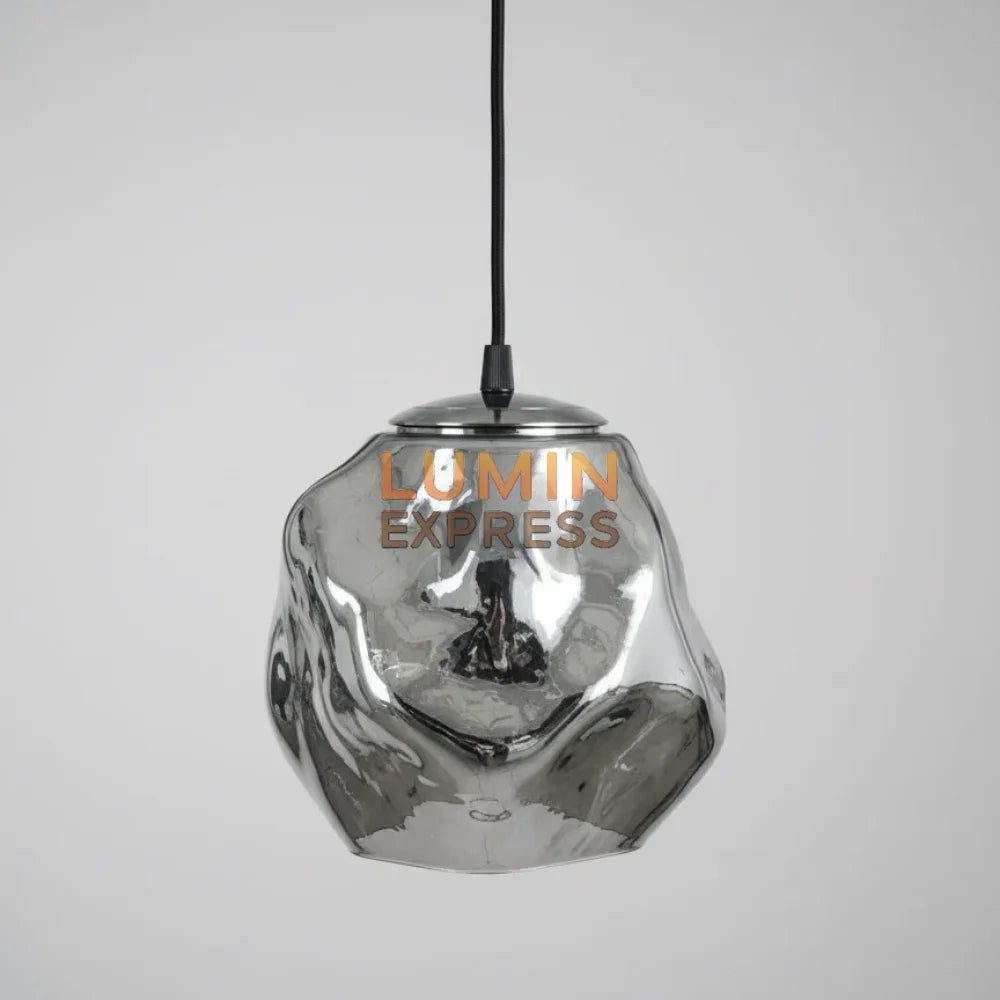 Suspension moderne triple en verre silver – luminaire élégant pour salon – LUMINEXPRESS Maroc.