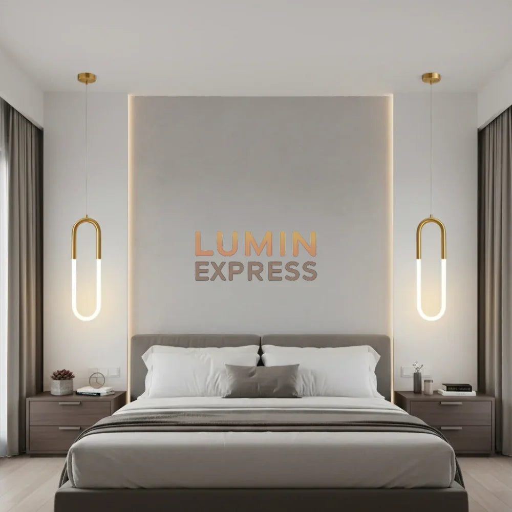 Suspension WARNER laiton doré LED pour chambre moderne Maroc