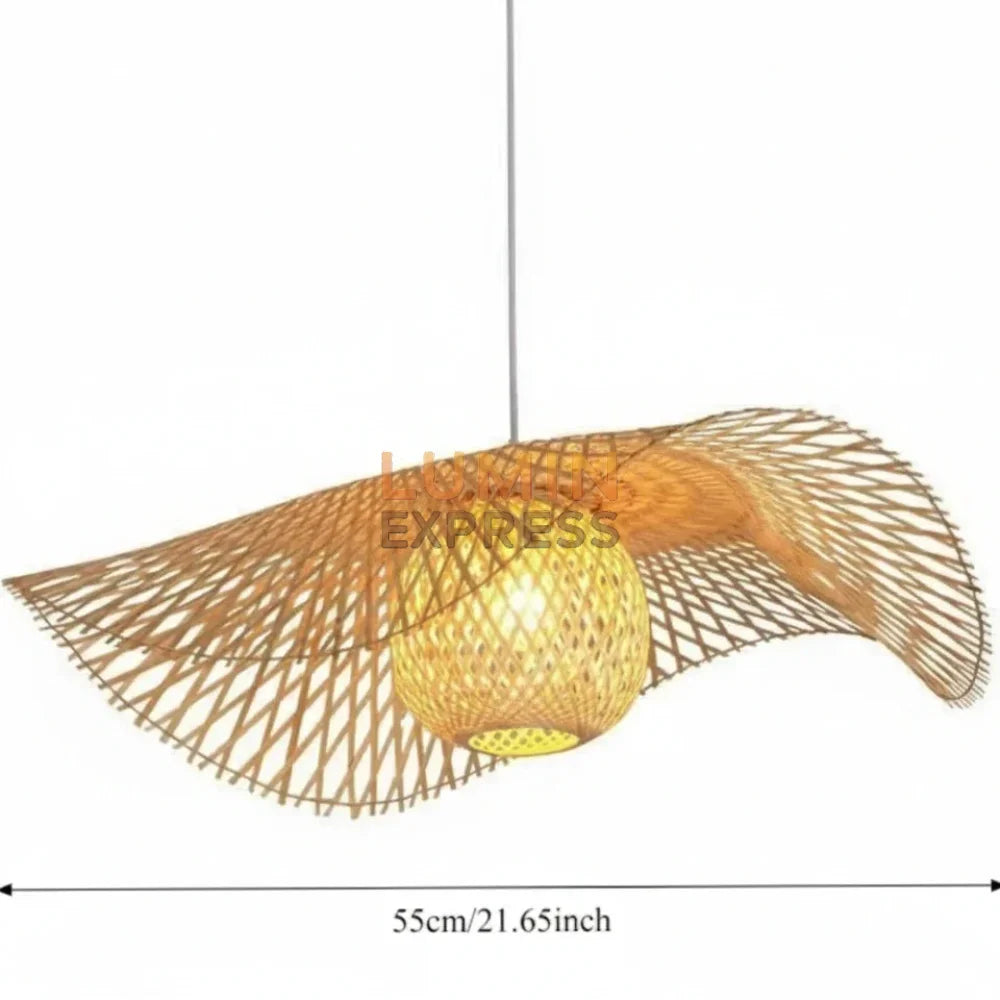 Suspension YUKA en bambou naturel 55 cm – luminaire artisanal design Japandi – Luminexpress Maroc