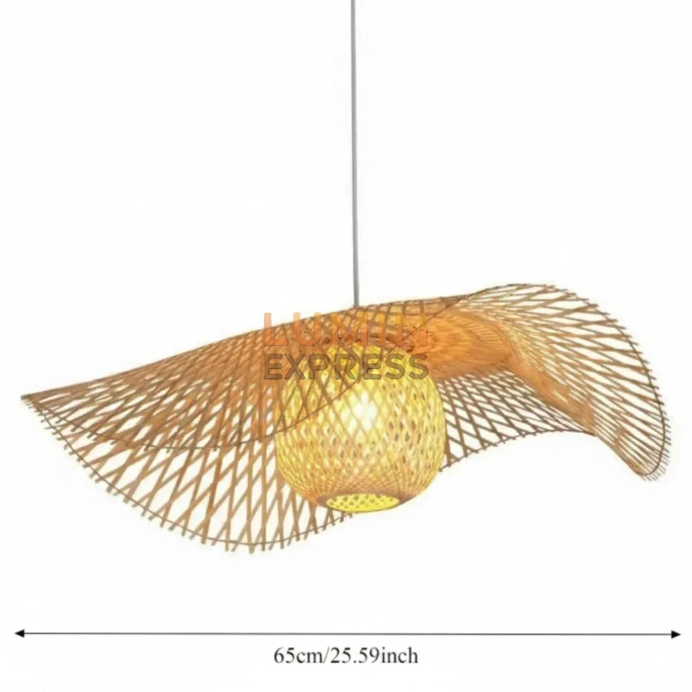 Suspension YUKA en bambou naturel 65 cm – luminaire design Japandi – Luminexpress Maroc