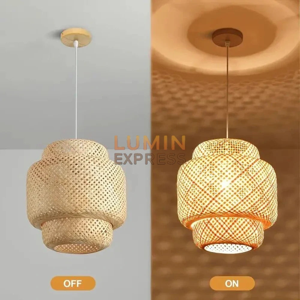 Ambiance naturelle avec suspension ZENYA bambou rotin dans restaurant Marrakech