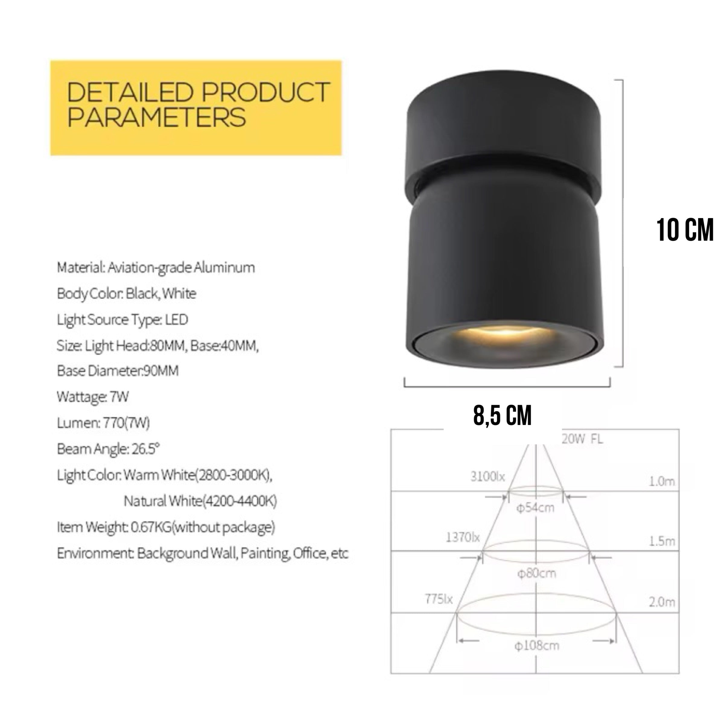 Spot plafonnier LUMINO orientable