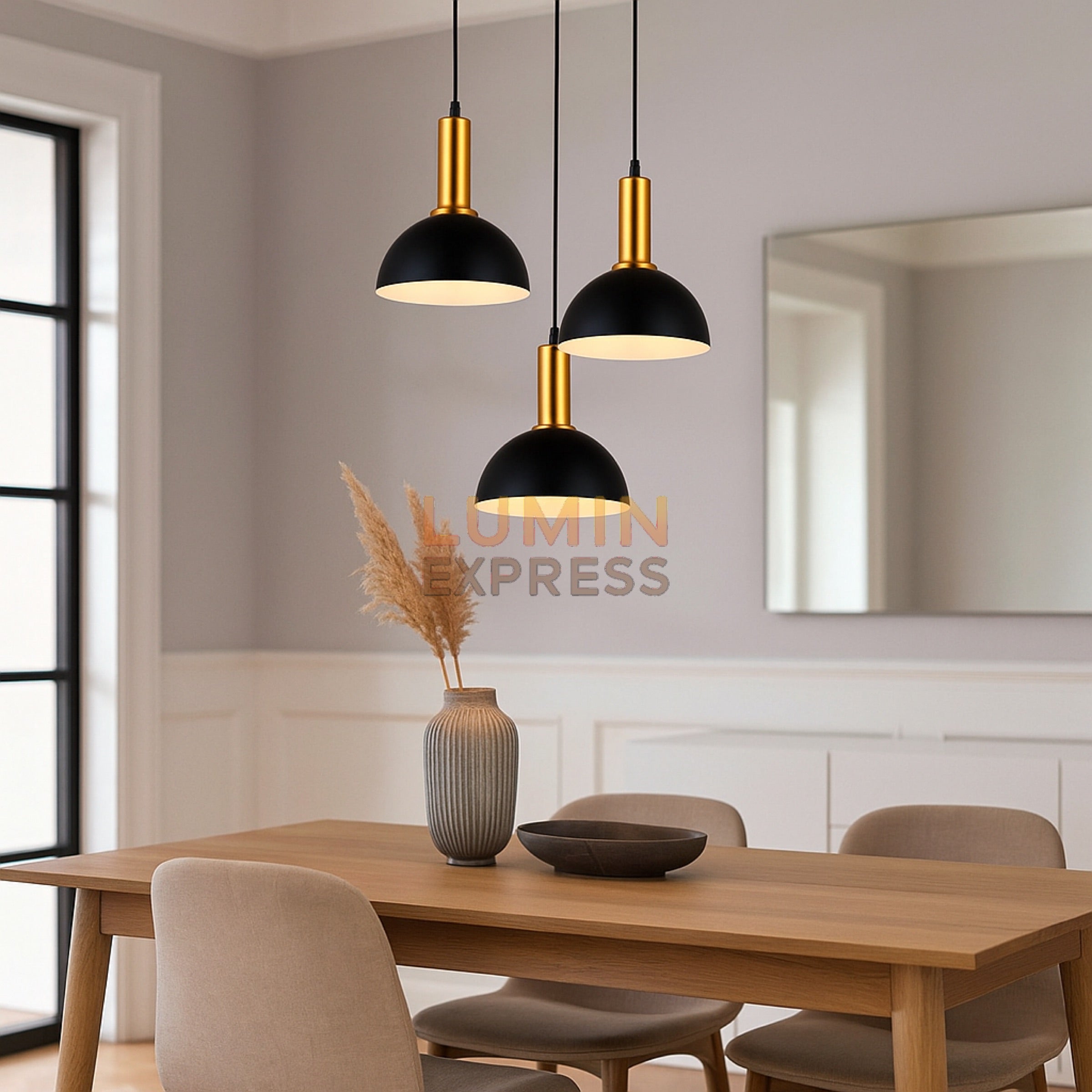 Suspension HANOVER Triple luminaire industriel en aluminium réglable 100 cm