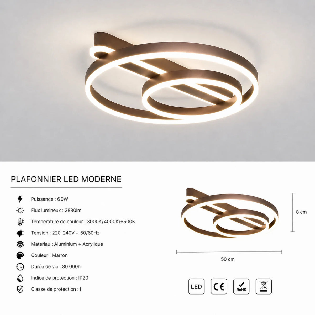 Plafonnier MIRADOR Marron Coffee